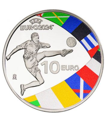 Moneda de España 10 euros 2024 UEFA Euro Futbol. Plata  - 1