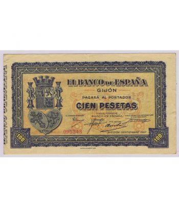 Billete Banco de España. Gijón. 100 Pesetas 1937 .  - 1