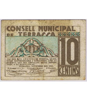 Billete 10 Céntims Consell Municipal de Terrassa 1937  - 1