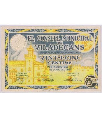 Billete 10 Céntims Consell Municipal de Viladecans 1937. SC  - 2