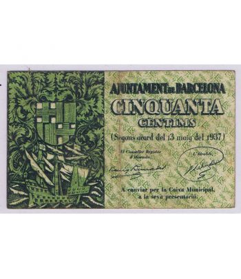Billete 50 cèntims Ajuntament de Barcelona 1937  - 1