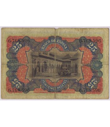 Billete de España 25 Pesetas 1907. Serie 6768596  - 2
