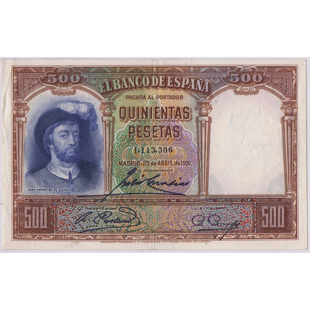 Billete de España 500 pesetas 1931. Serie 1113306  - 1