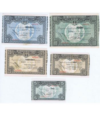 Serie de 5 Billetes de Bilbao 1 de enero de 1937. EBC  - 1