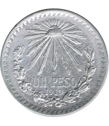 Moneda de Mexico 1 peso 1919. Plata  - 1