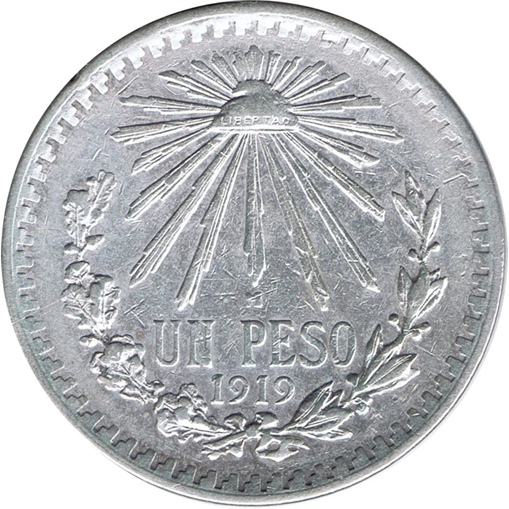Moneda de Mexico 1 peso 1919. Plata  - 1