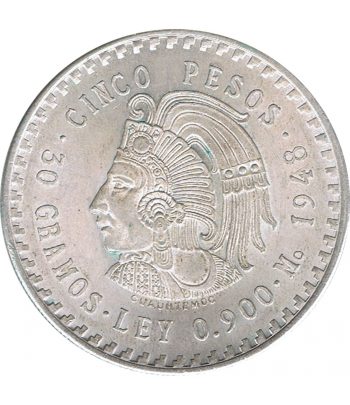 Moneda de Mexico 5 pesos 1948. Plata  - 1