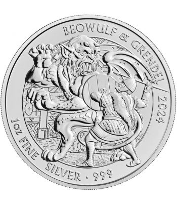 Moneda de plata 2 Pounds Gran Bretaña Beowulf y Grendel 2024  - 1