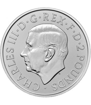 Moneda de plata 2 Pounds Gran Bretaña Beowulf y Grendel 2024  - 2
