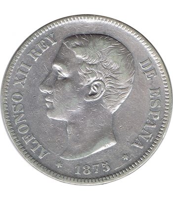 Moneda de España 5 Pesetas Plata 1875 *75 Alfonso XII DE M  - 1