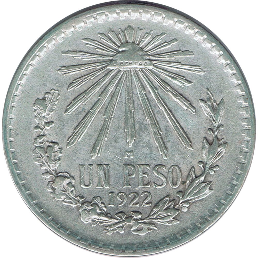 Moneda de Mexico 1 peso 1922. Plata  - 1