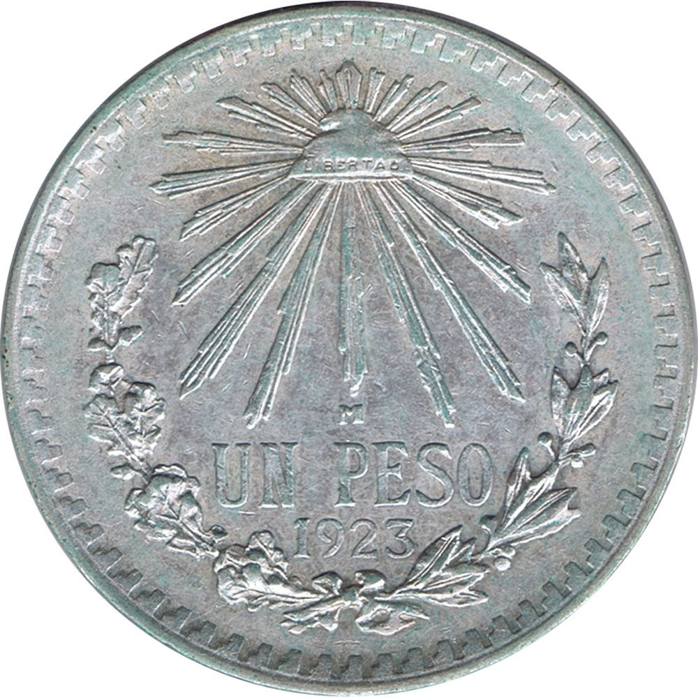 Moneda de Mexico 1 peso 1923. Plata  - 1