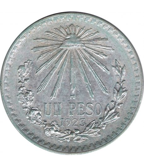 Moneda de Mexico 1 peso 1923. Plata  - 1