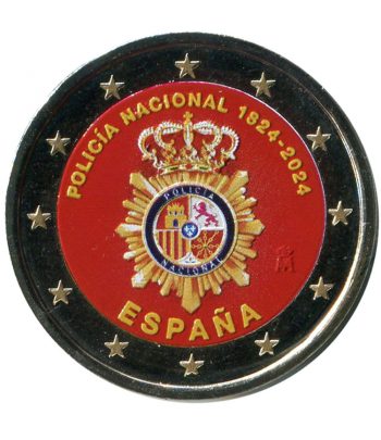 moneda 2 euros España 2024 200 Años Policía Nacional. Color  - 1