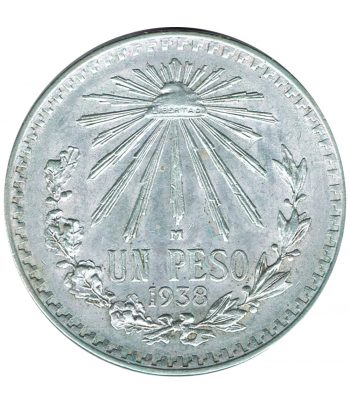 Moneda de Mexico 1 peso 1938. Plata  - 1