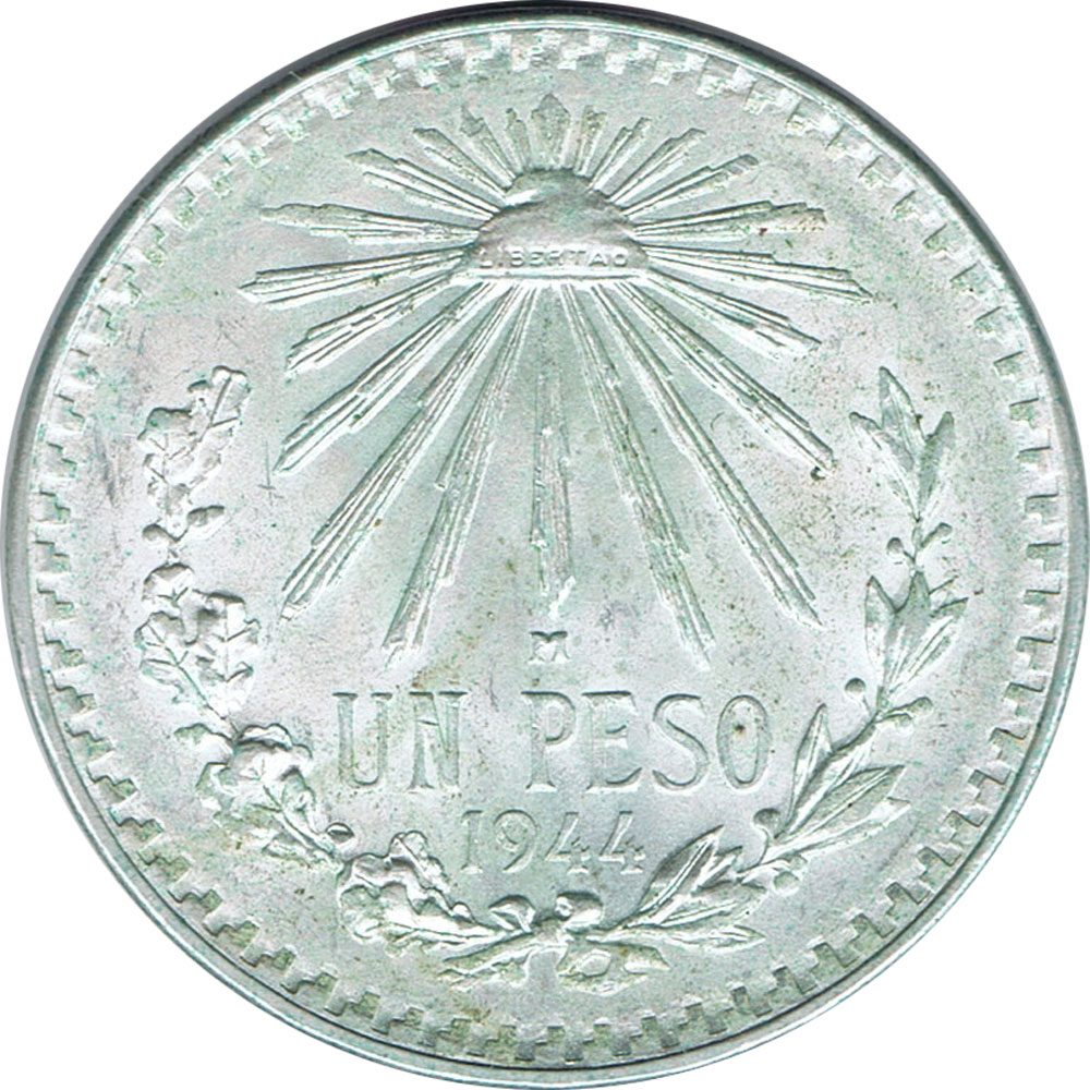 Moneda de Mexico 1 peso 1944. Plata  - 1