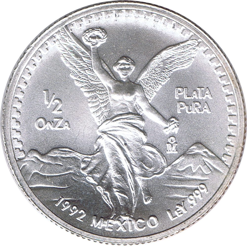 Moneda de México 1/2 Onza plata Pura 1992.  - 1