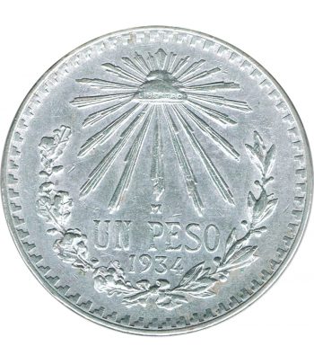 Moneda de Mexico 1 peso 1934. Plata  - 1