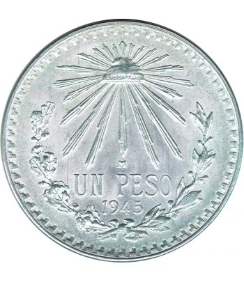 Moneda de Mexico 1 peso 1945. Plata  - 1
