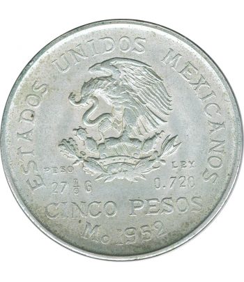 Moneda de Mexico 5 pesos 1952. Plata. Hidalgo  - 1