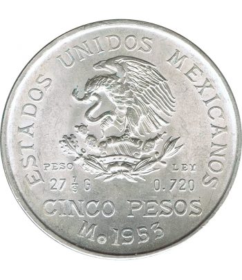Moneda de Mexico 5 pesos 1953. Plata. Hidalgo  - 1