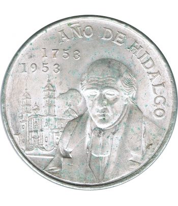 Moneda de Mexico 5 pesos 1953. Plata. Bicentenario Hidalgo  - 1