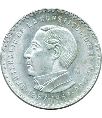 Moneda de Mexico 5 pesos 1957. Plata. Centenario Constitución  - 1