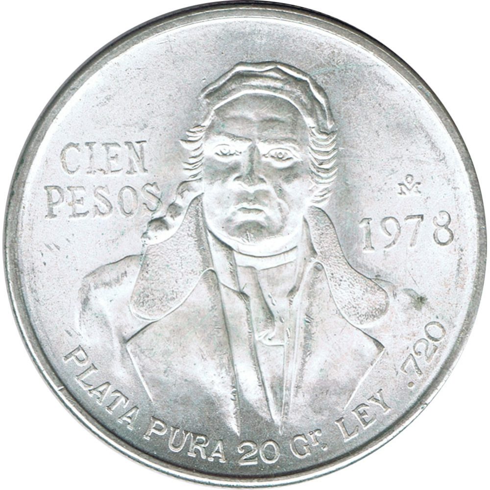 Moneda de Mexico 100 Pesos 1978 Morales. Plata  - 1