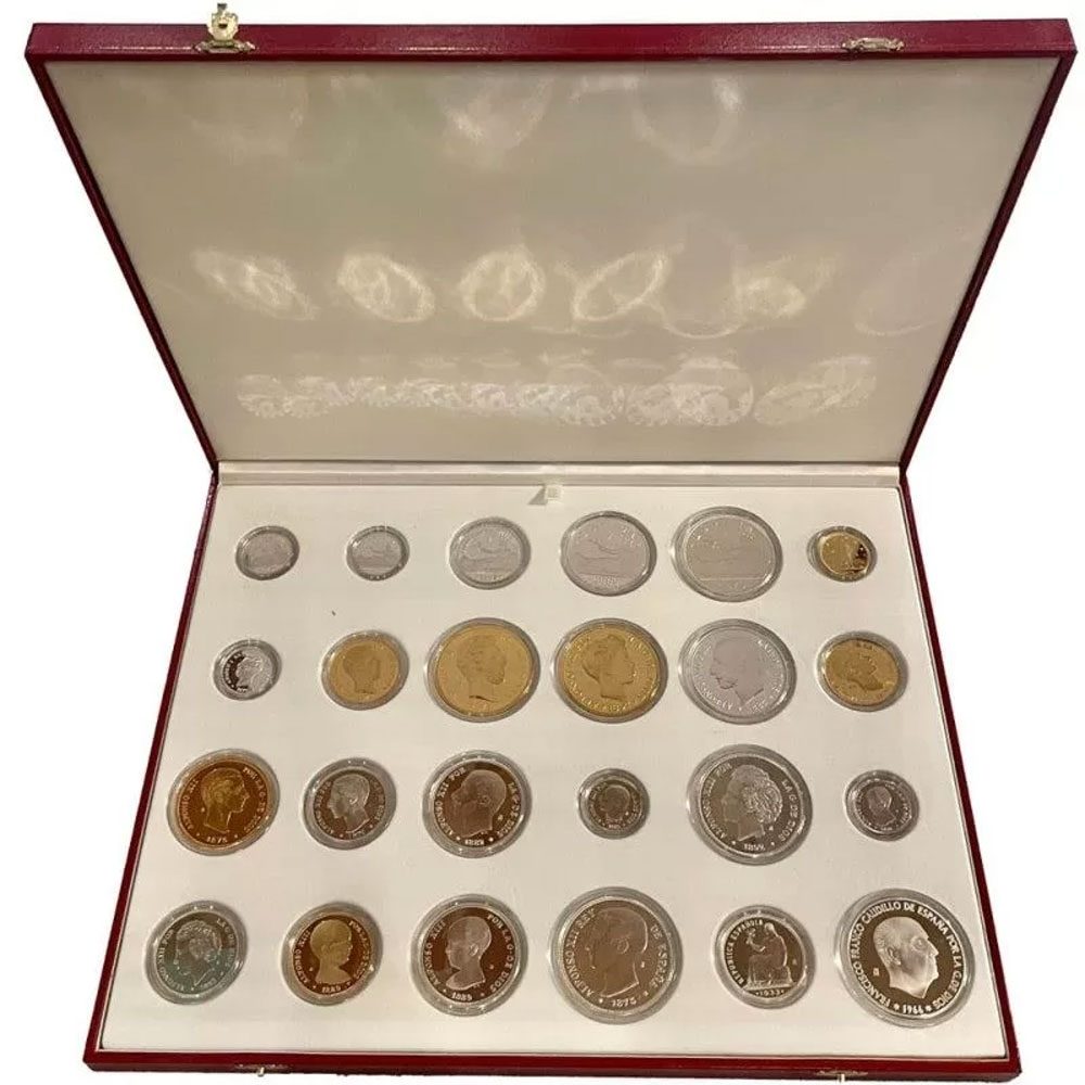 Colección Historia de la Peseta. 24 monedas de plata y oro  - 1
