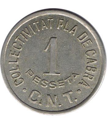Moneda 1 Pesseta Col.lectivitat Pla de Cabra. C.N.T.  - 1