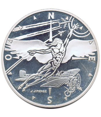 Moneda 10 Francs Francia 2000 La conquista del Cielo. Plata  - 1