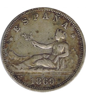 2 Pesetas Plata 1869 *69 Gobierno Provisional.  - 1
