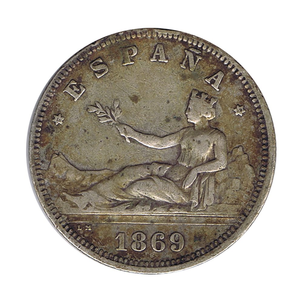 2 Pesetas Plata 1869 *69 Gobierno Provisional.  - 1
