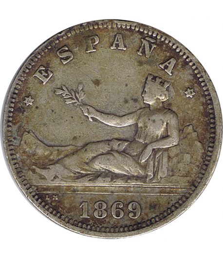 2 Pesetas Plata 1869 *69 Gobierno Provisional.  - 1