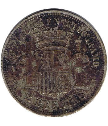 2 Pesetas Plata 1869 *69 Gobierno Provisional.  - 2