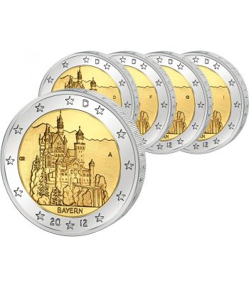 moneda conmemorativa 2 euros Alemania 2012. 5 monedas.  - 3