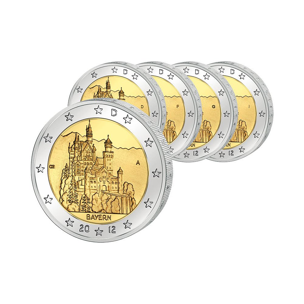 moneda conmemorativa 2 euros Alemania 2012. 5 monedas.  - 3