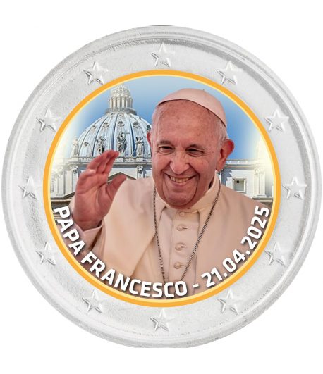 moneda 2 euros Papa Francisco 2025. Color  - 1