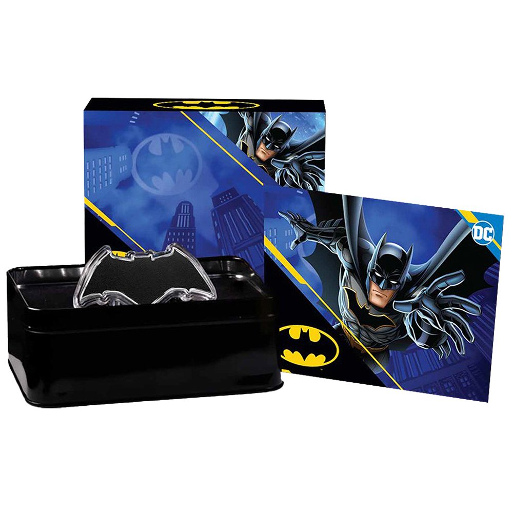 Moneda de plata 5$ Samoa Batman Batarang 2025. Color.  - 4