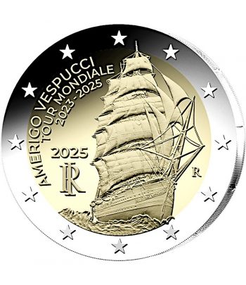 moneda 2 euros Italia 2025 Barco Americo Vespuccio  - 1
