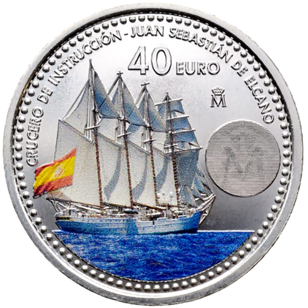 Moneda de España 40 euros 2025 Juan Sebastián Elcano. Color  - 1