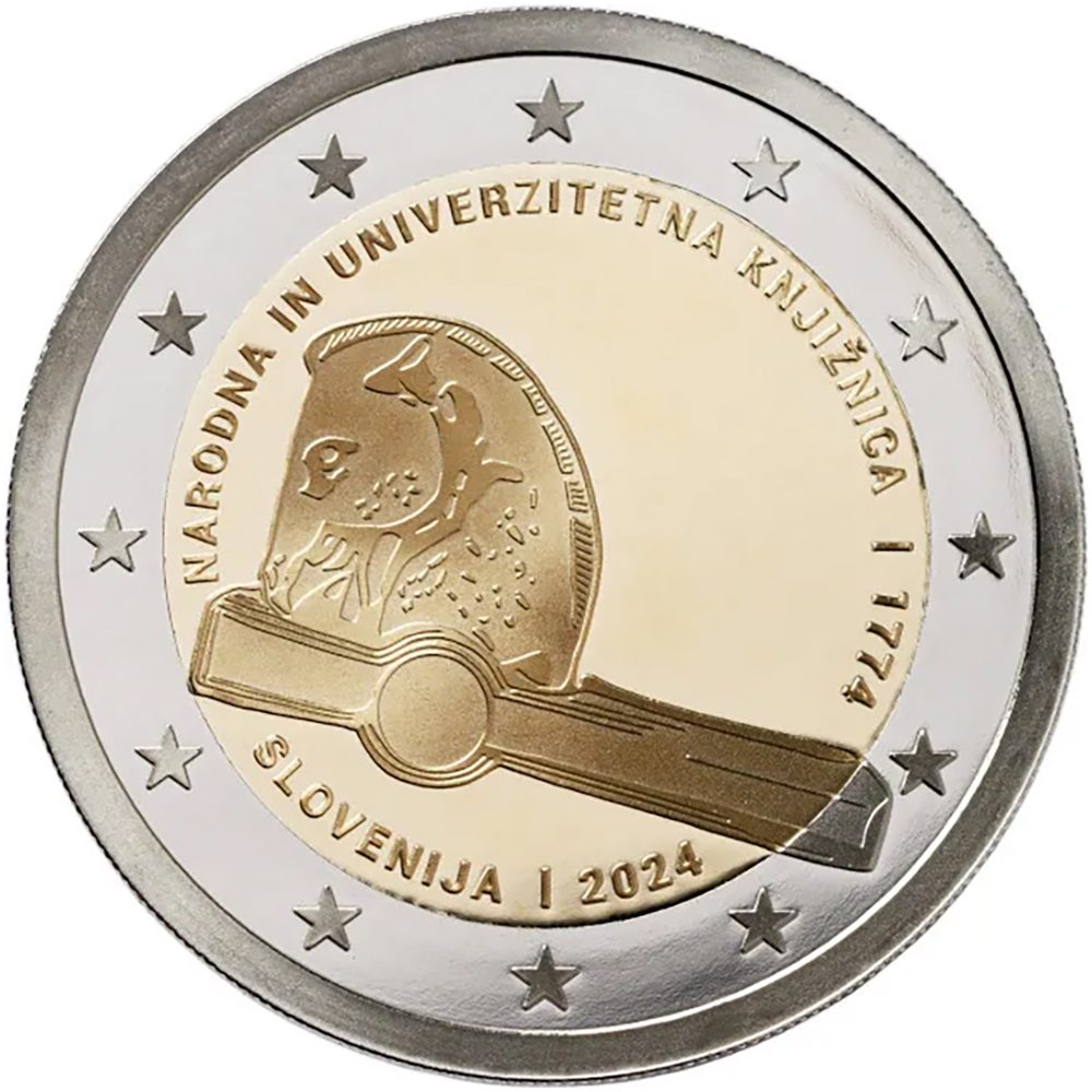 moneda 2 euros Eslovenia 2024 Biblioteca Nacional  - 1