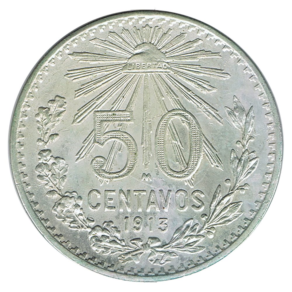Moneda de México 50 Centavos 1913. Plata  - 1