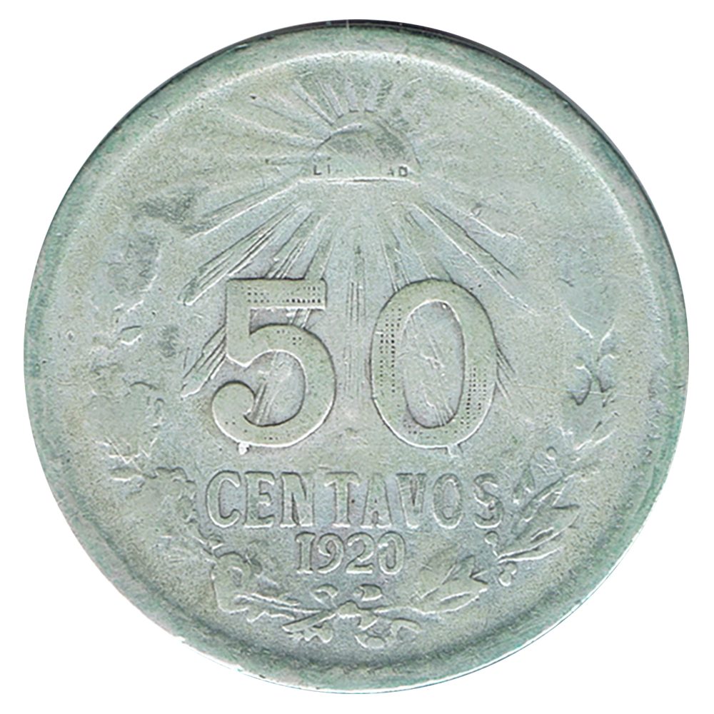 Moneda de México 50 Centavos 1920. Plata  - 1