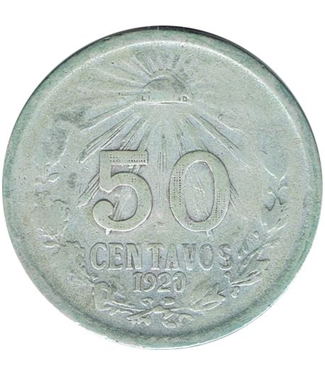Moneda de México 50 Centavos 1920. Plata - 1 Moneda de México 50 Centavos 1920. Plata - 1