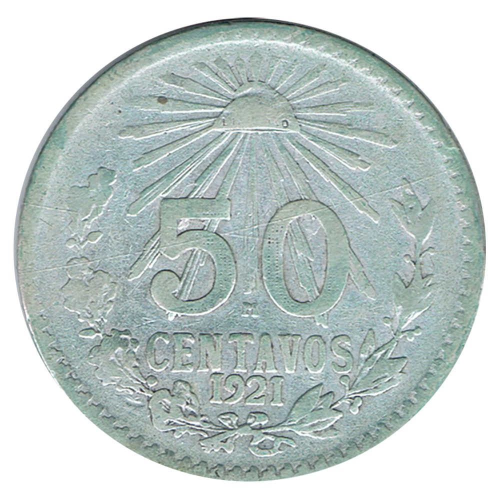 Moneda de México 50 Centavos 1921. Plata  - 1