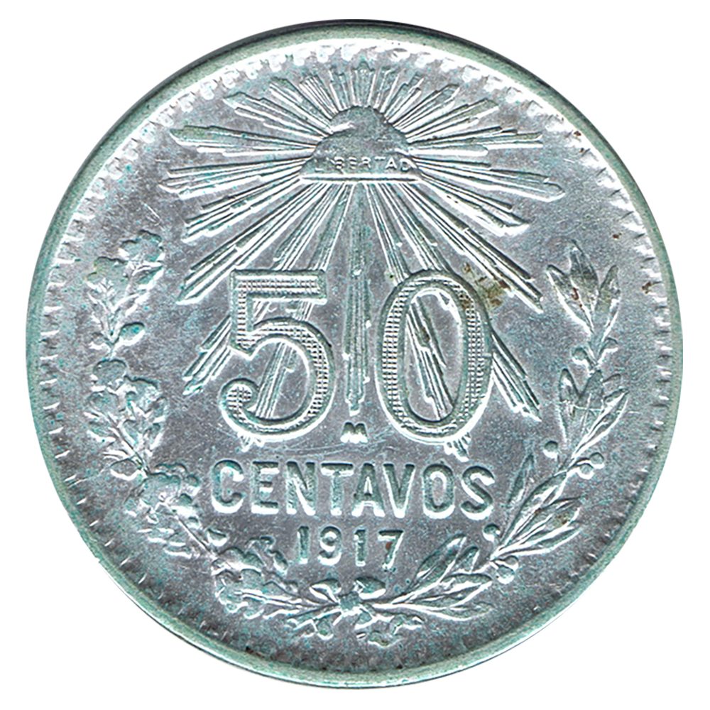 Moneda de México 50 Centavos 1917. Plata  - 1