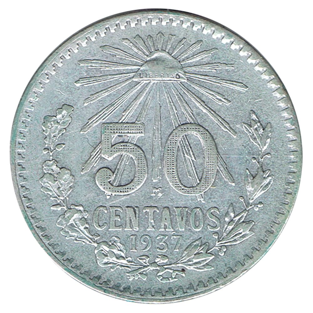 Moneda de México 50 Centavos 1937. Plata  - 1