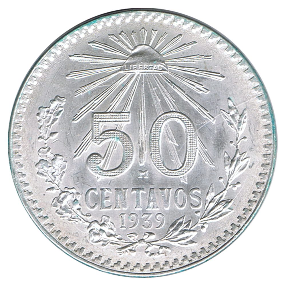 Moneda de México 50 Centavos 1939. Plata  - 1