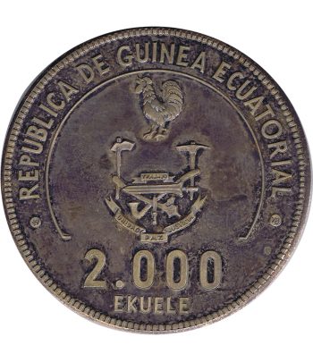 Moneda 2000 Ekuele Guinea 1998. FIFA Argentina 78. Plata  - 2